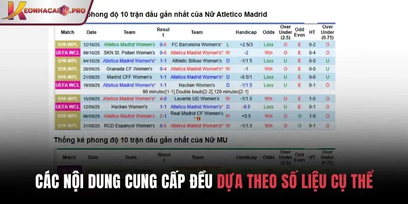 Các nội dung cung cấp đều dựa theo số liệu cụ thể